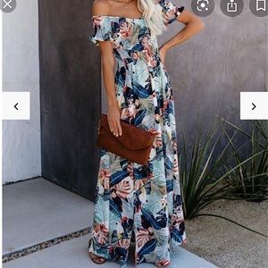 Very Vaycay Smocked Slit Maxi Dress
